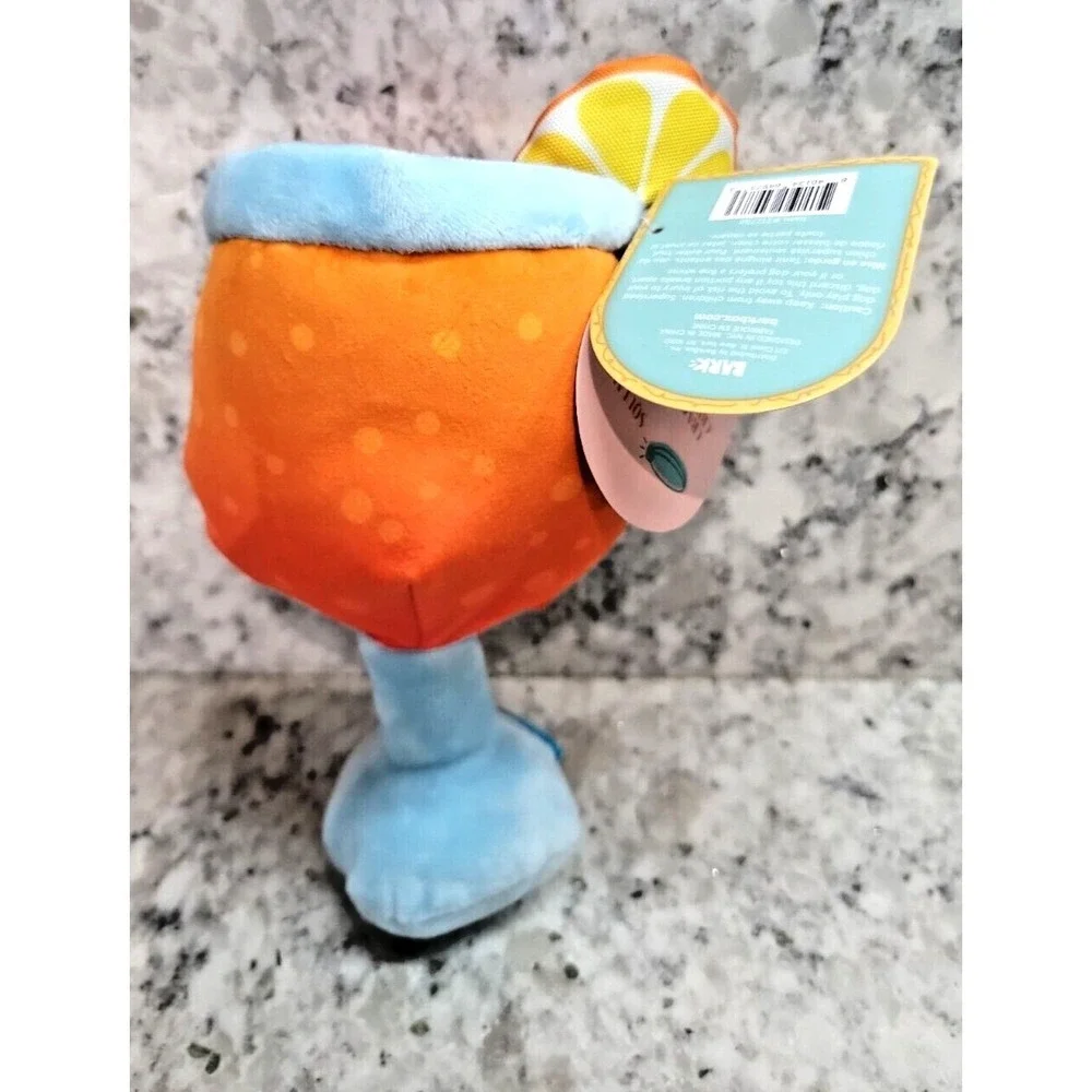 Bark‎ Box Puperol Spritz Dog Toy Orange Blue Squeaker Crinkle Plush M-L NWT